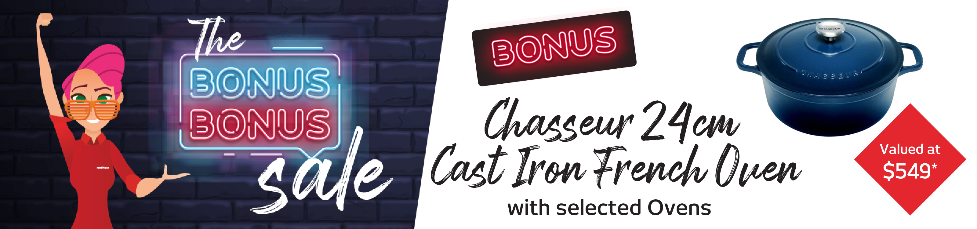 Bonus Chasseur 24cm Cast Iron French Oven at Retravision