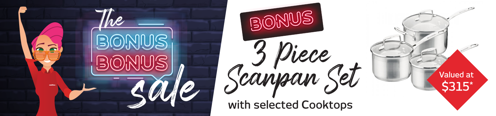 Bonus 3 Piece Scanpan Set at Retravision