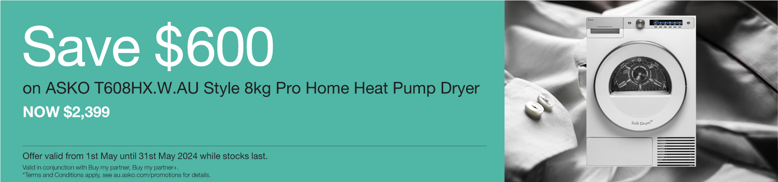 Save Up To $600 On Selected ASKO Style 8kg Pro Home Heat Pump Dryer at Retravision