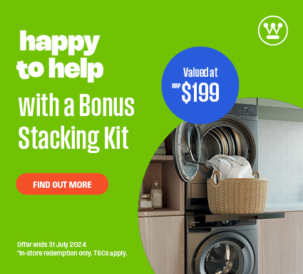 Bonus Stacking Kit Valued At $199* When You Purchase A Participating Westinghouse Washer and Dryer Pair at Retravision
