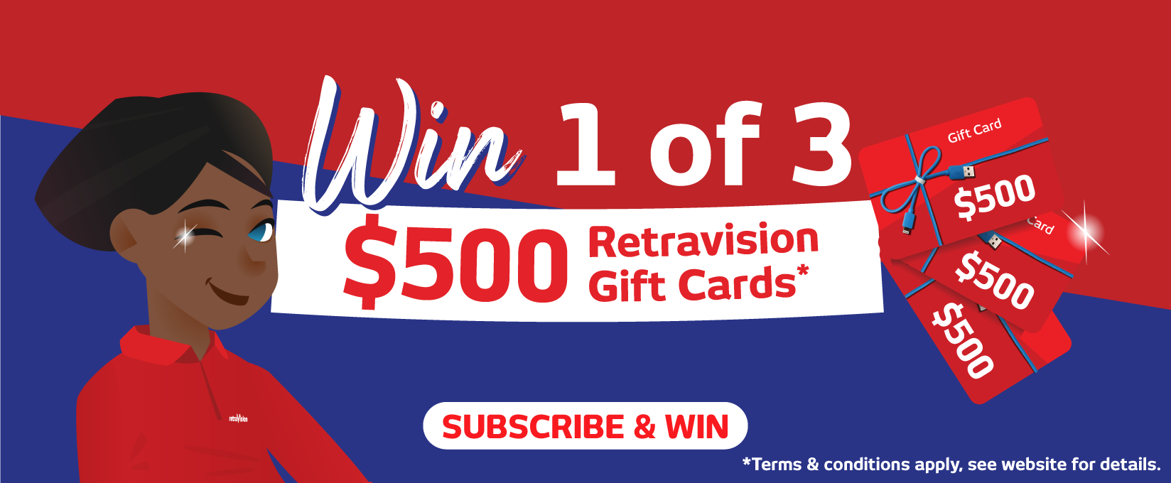 Win 1 of 3 $500 Retravision Gift Cards