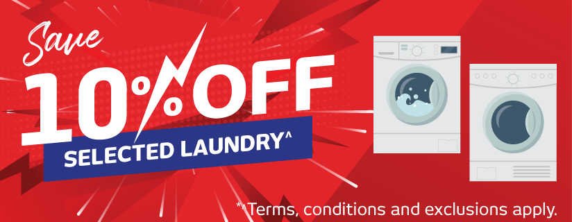 Save 10%* on Selected Laundry Appliances