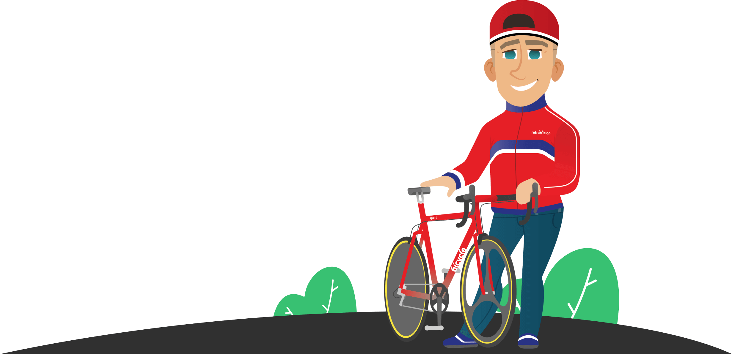 Retravision character with bike