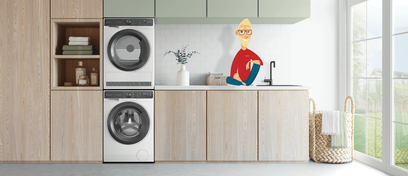 Retravision character in a laundry with Westinghouse appliances