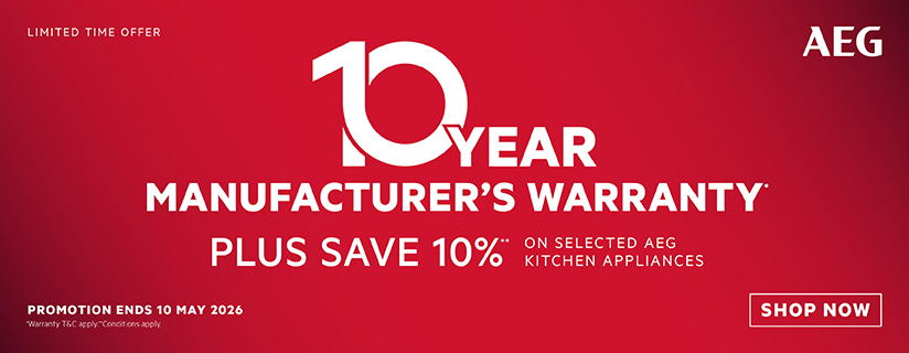 10 Year Warranty + Save 10% On Selected AEG Kitchen Appliances