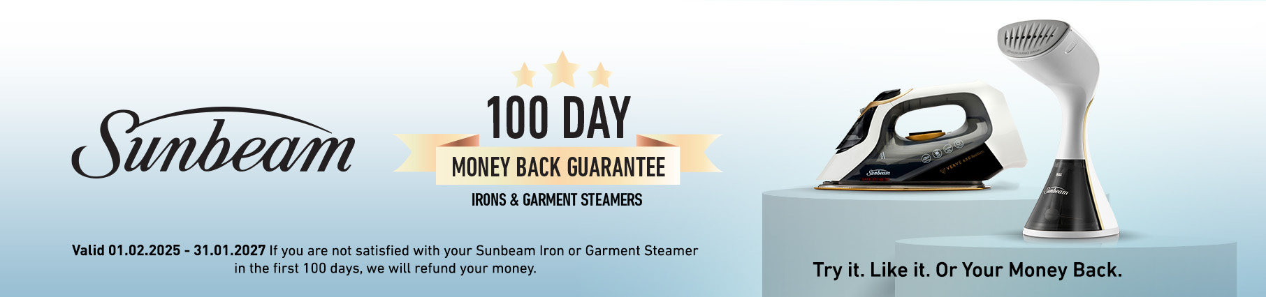 100 Day Money Back Guarantee On Sunbeam Garment Care