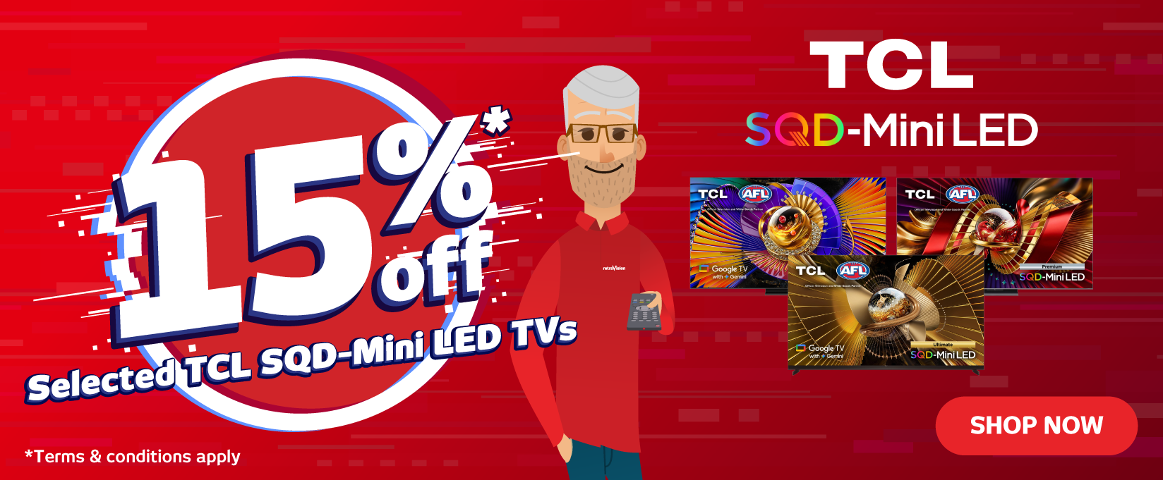 Save 15% On Selected TCL SQD-Mini LED TVs at Retravision