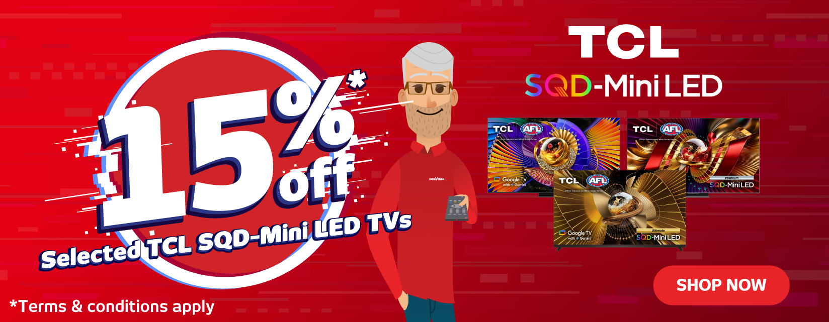 Save 15% On Selected TCL SQD-Mini LED TVs at Retravision