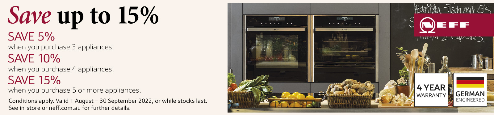 Save up to 15% on Neff Cooking Appliance Packages