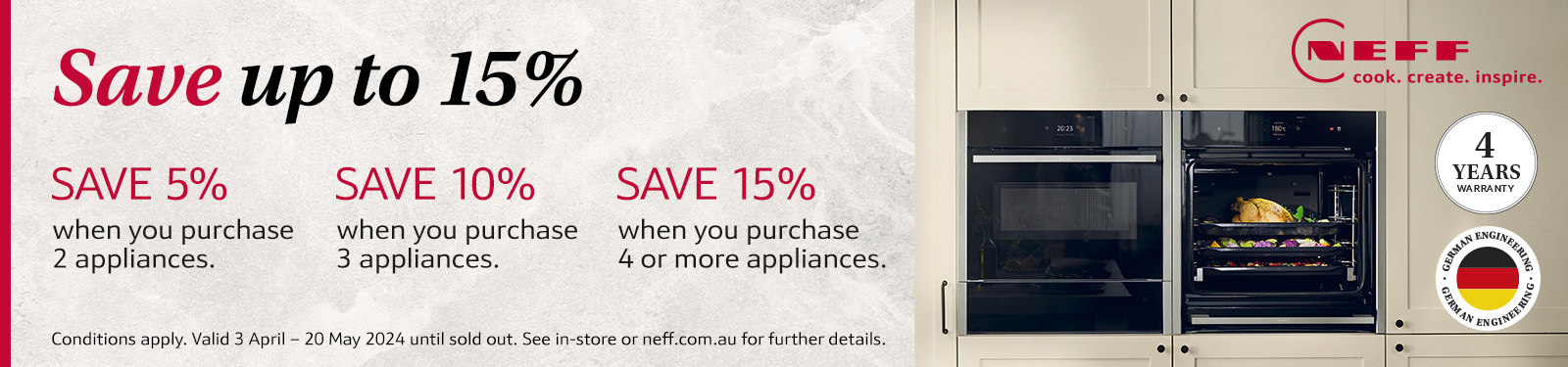 Save Up To 15% When you Purchase 4 Or More Neff Appliances at Retravision