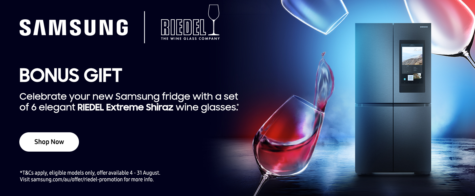 Bonus Riedel Wine Glasses with selected Samsung Refrigeration at Retravision