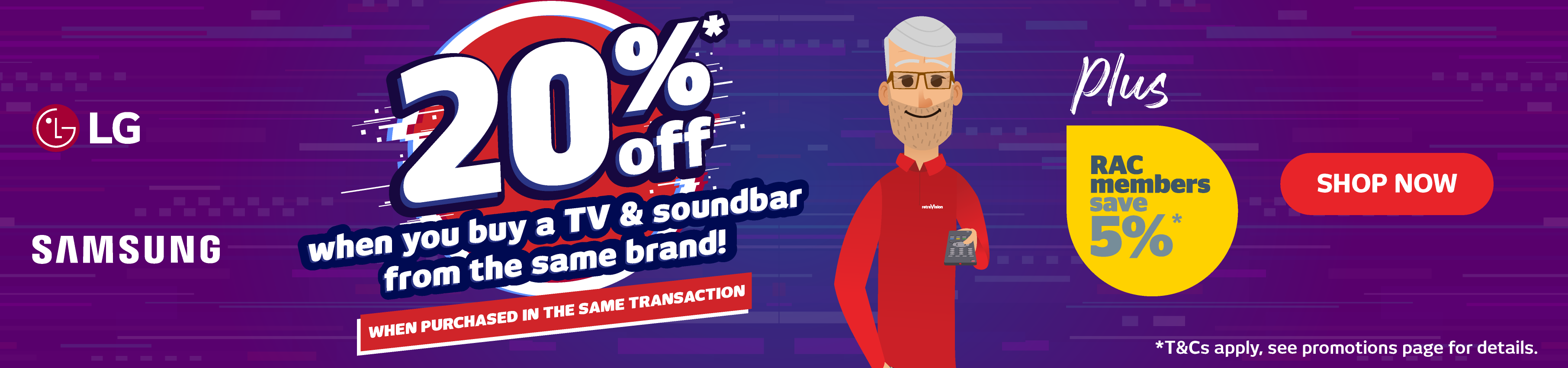 20% Off Samsung or LG TV & Soundbar Bundles