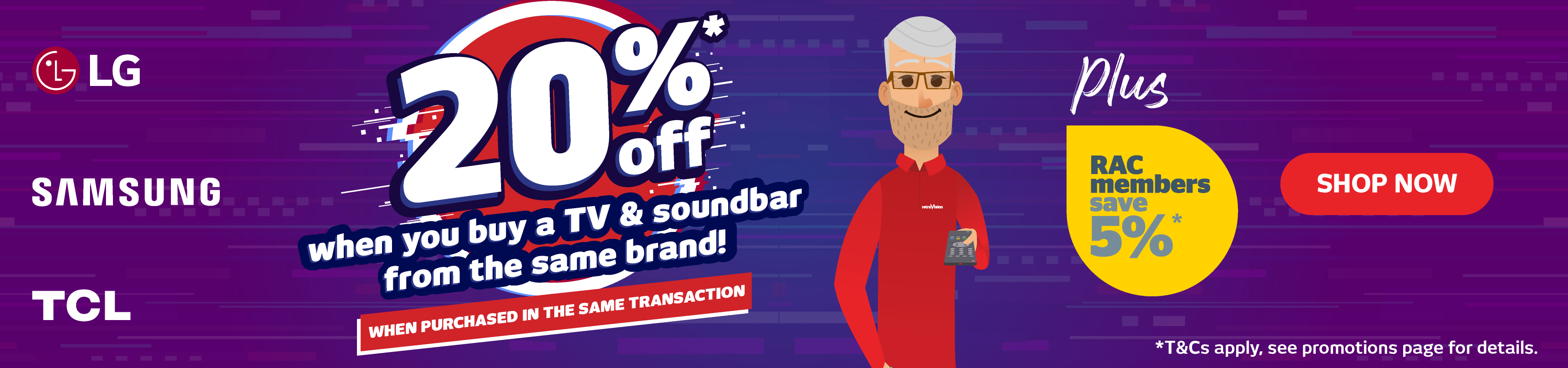 20% off TCL, Samsung or LG TV & Soundbar Bundles