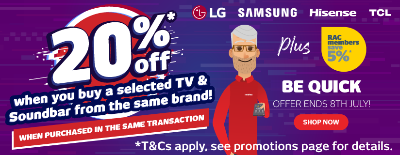 20% off Samsung, LG, Hisense or TCL TV and Soundbar Bundles at Retravision