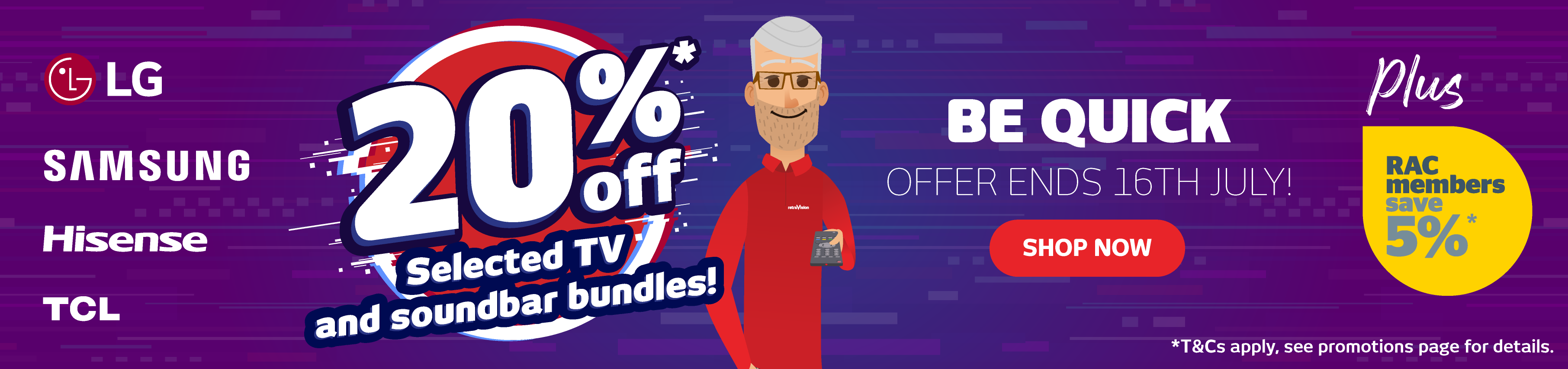 20%* Off Samsung, LG, Hisense & TCL TV & Soundbar Bundles