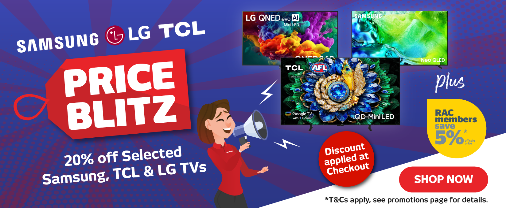 20% off Selected Samsung, TCL & LG TVs at Retravision
