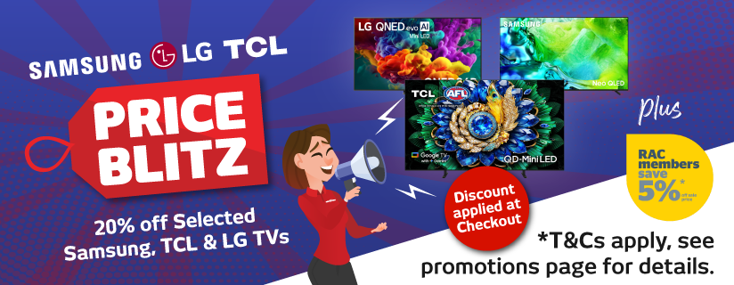 20% off Selected Samsung, TCL & LG TVs at Retravision