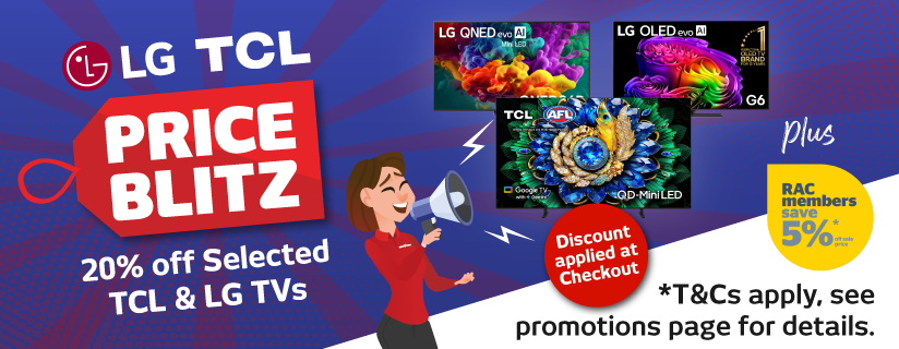 20% off Selected TCL & LG TVs