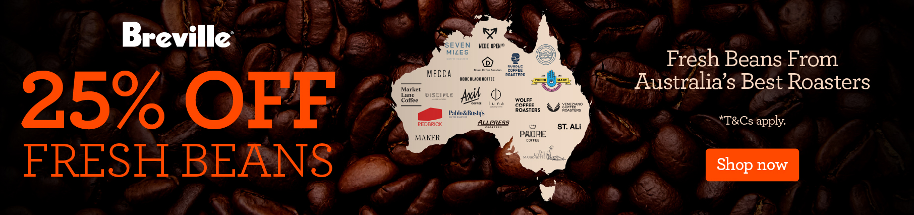 25% Off Beans With Selected Breville Coffee Machines