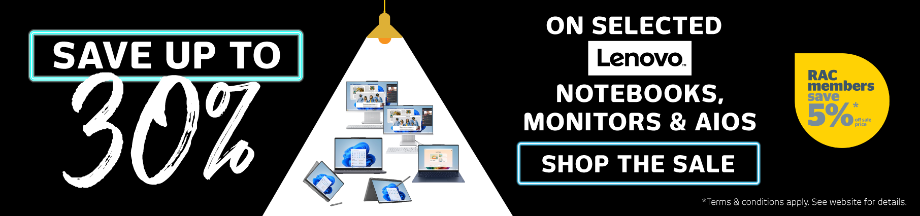 Save up to 30% on selected Lenovo Notebooks, Monitors & AiOs