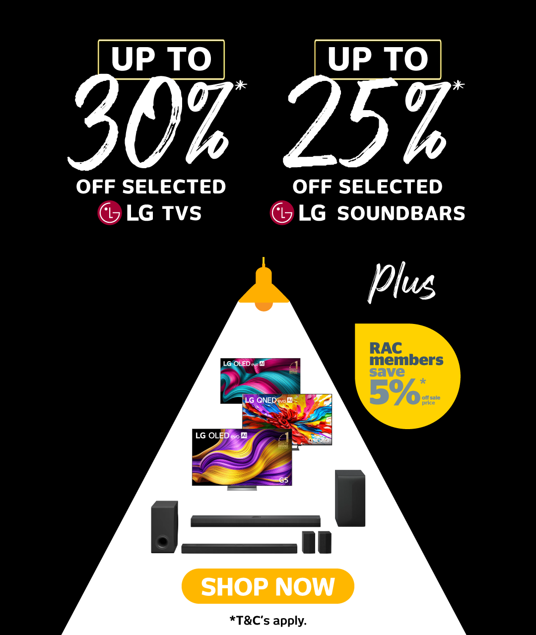 Up to 30% off Selected LG TVs and Up to 25% off selected LG Soundbars