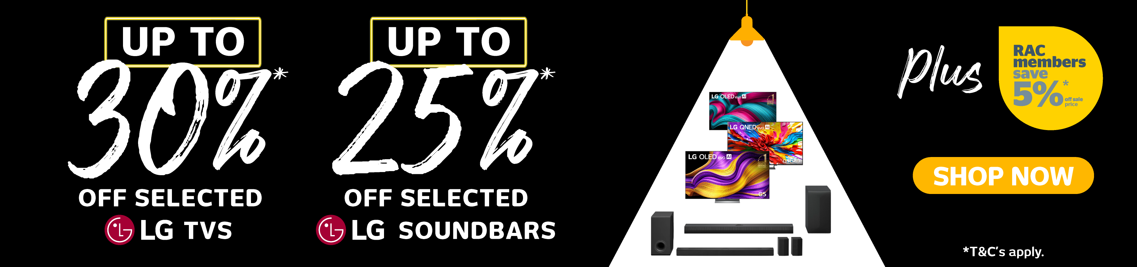 Up to 30% off Selected LG TVs and Up to 25% off selected LG Soundbars