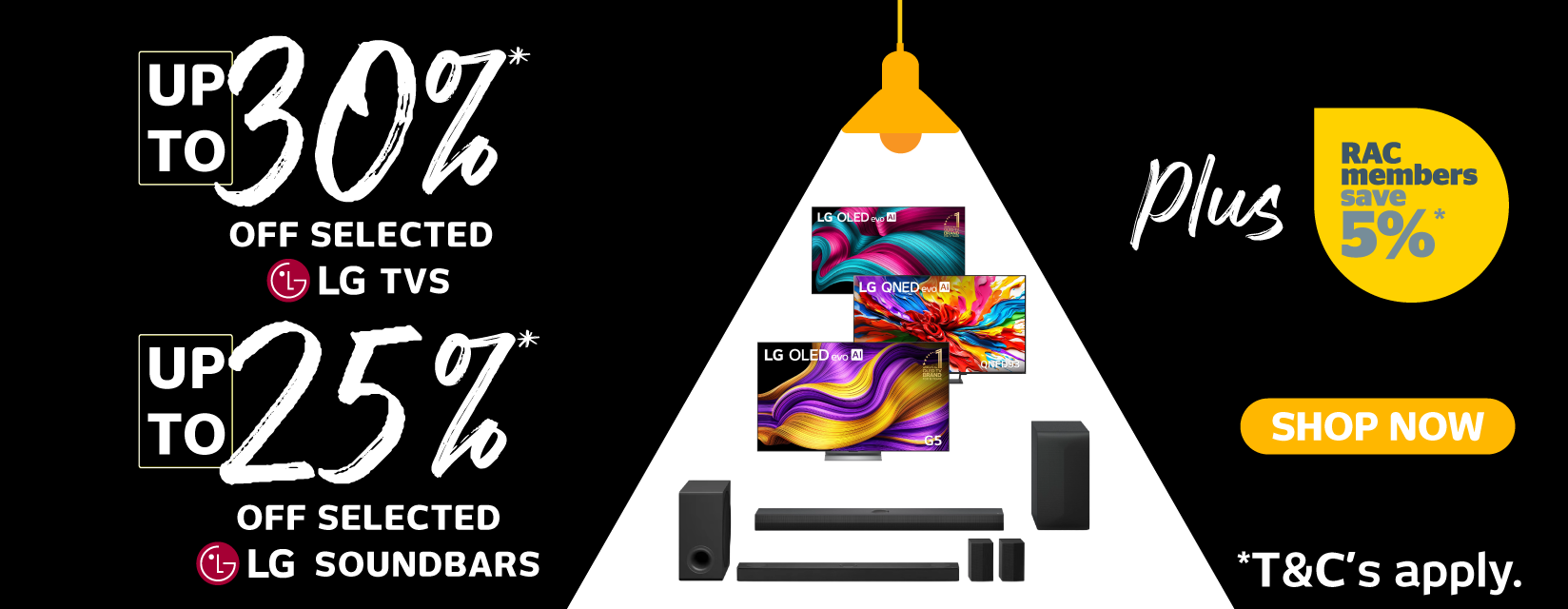 Up to 30% off Selected LG TVs and Up to 25% off selected LG Soundbars