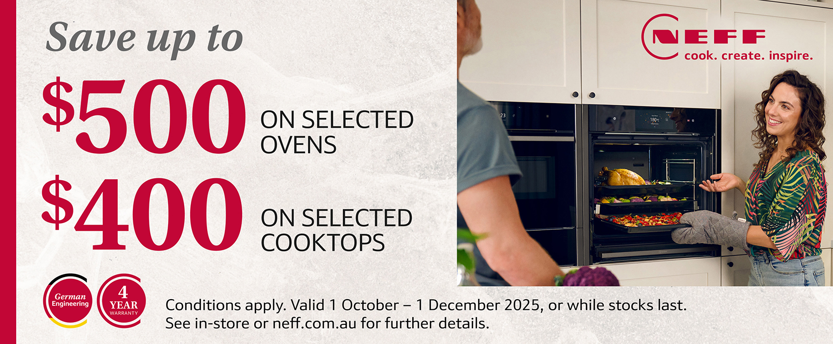 Save Up To $500 On Selected NEFF Ovens, Cooktops & Companion Appliances at Retravision