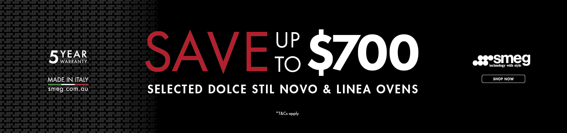 Save up to $700 on Selected Smeg Dolce Stil Novo & Linea Ovens