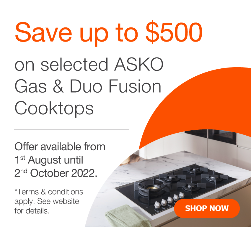 Save up to $500 on selected Asko Gas & Duo Fusion Cooktops