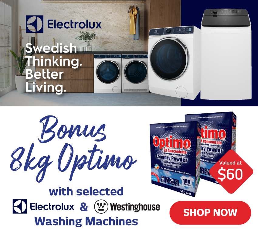 Bonus 8kg Optimo With Selected Electrolux & Westinghouse Washing Machines at Retravision