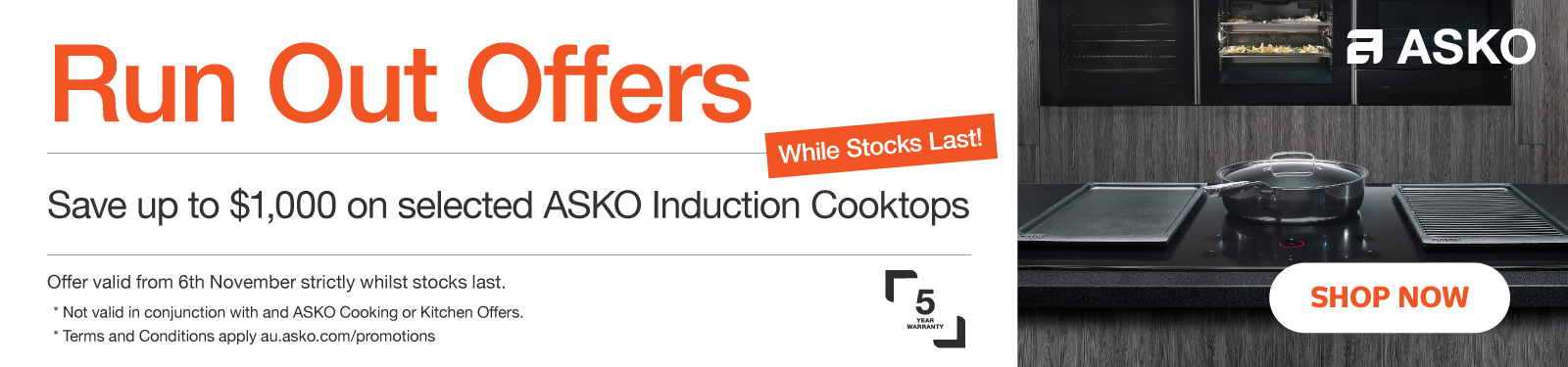 Save up to $1100 on ASKO Induction Cooktops