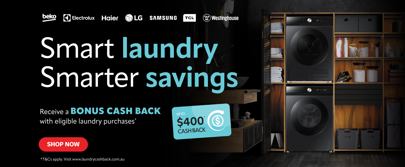 Bonus Cash Card Valued Up To $400 With Selected Narta Laundry Appliances at Retravision