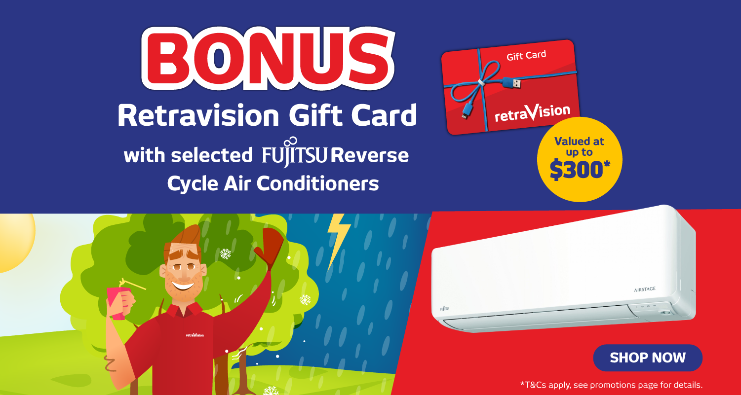Bonus Retravision Gift Card With Selected Fujitsu Reverse Cycle Air Conditioners at Retravision