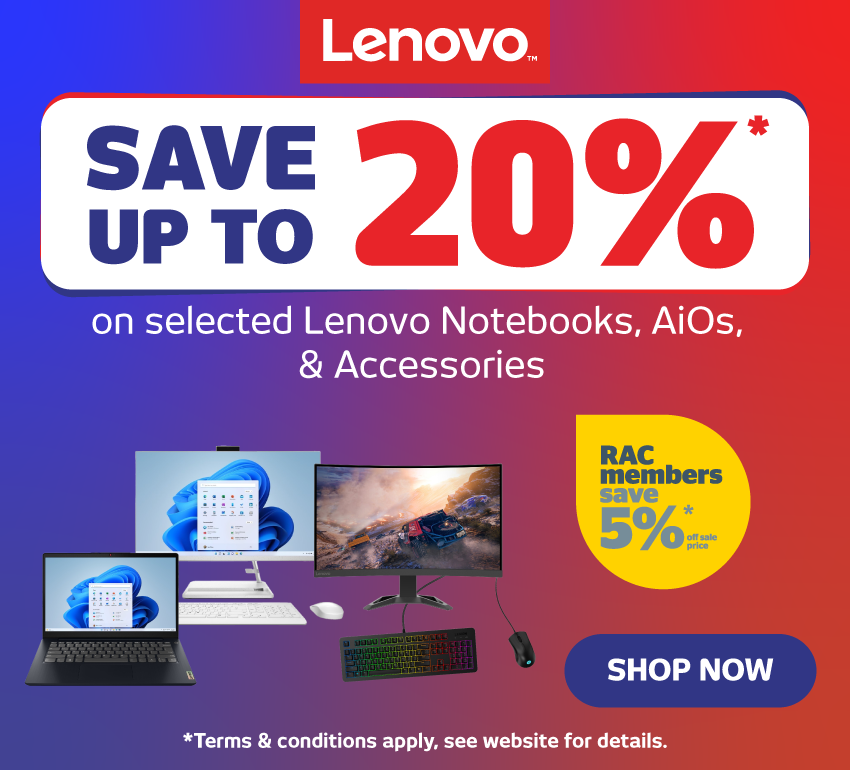 Save Up To 20% On Selected Lenovo Notebooks, AiOs & Accessories at Retravision
