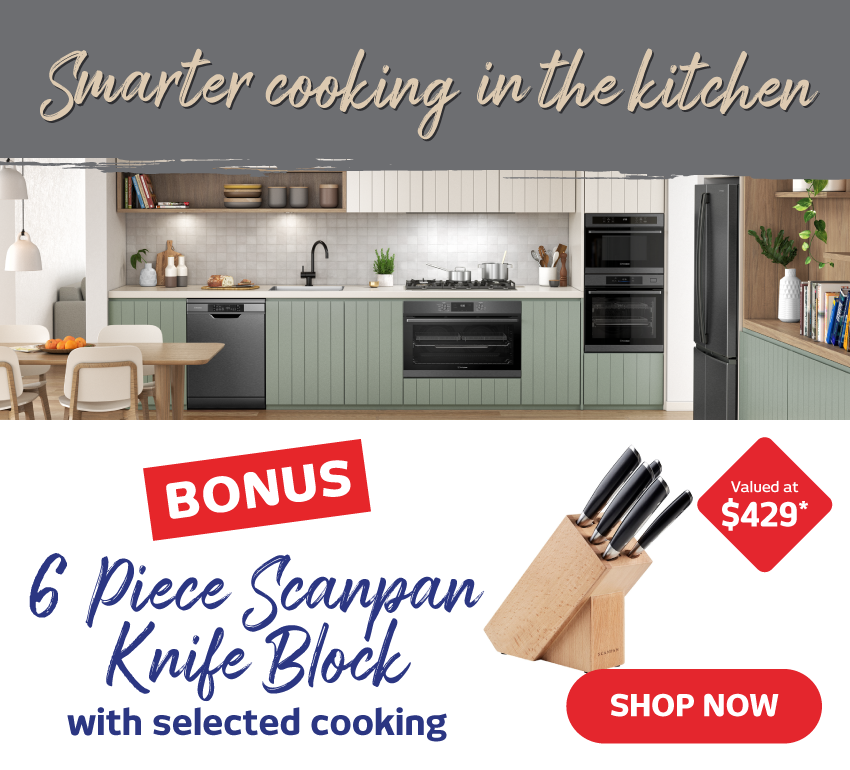 Bonus 6 Piece Scanpan Knife Block Set With Selected Cooking at Retravision