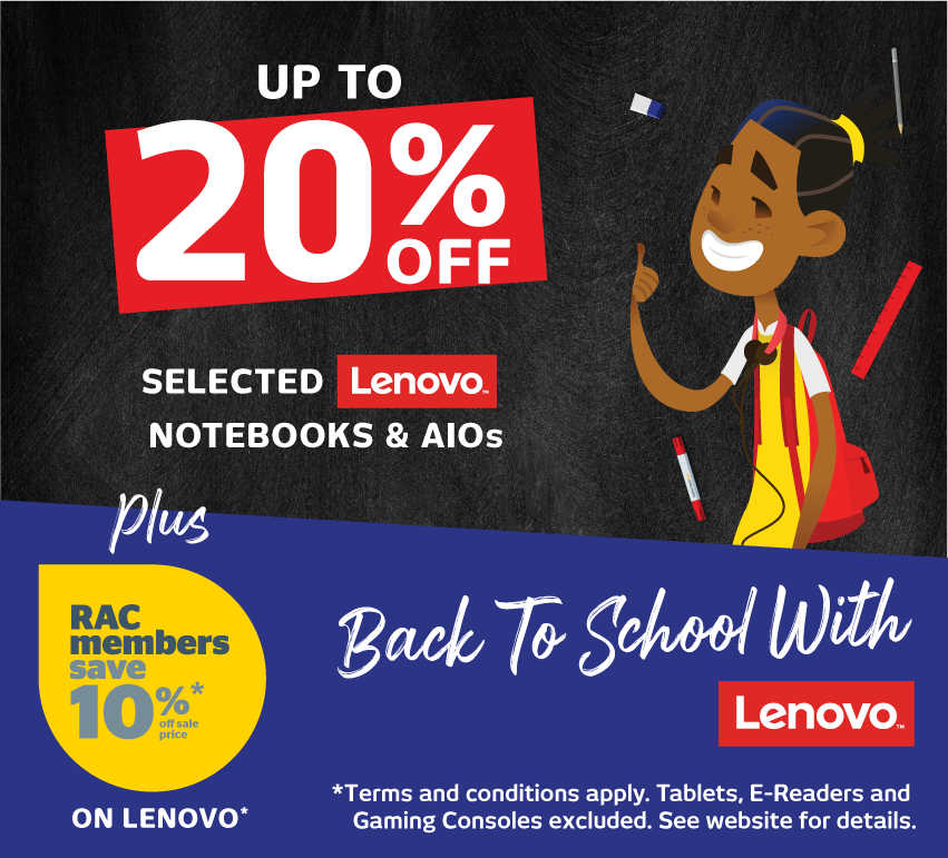 Up To 20% Off Selected Lenovo, Plus RAC Members Save An Extra 10%