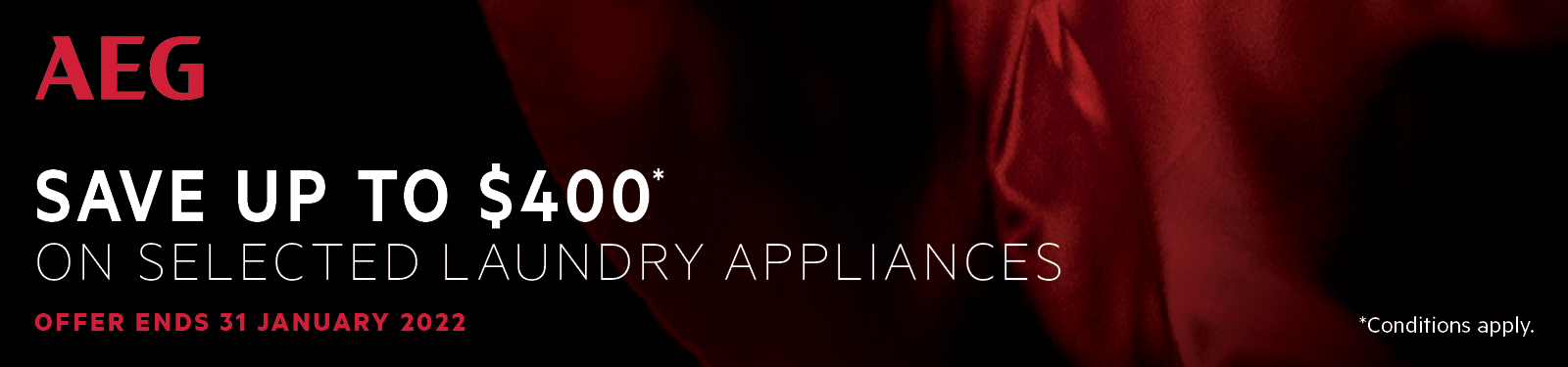 Save up to $400 on selected AEG Laundry Appliances