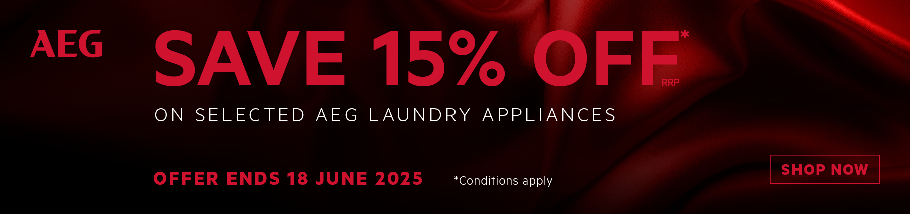 Save 15% On Selected AEG Laundry Appliances