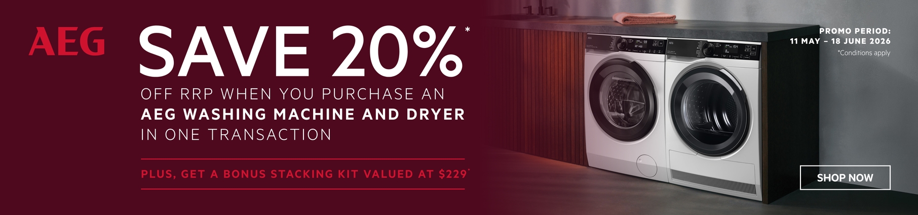 Save 20% On Selected AEG Laundry Packages at Retravision