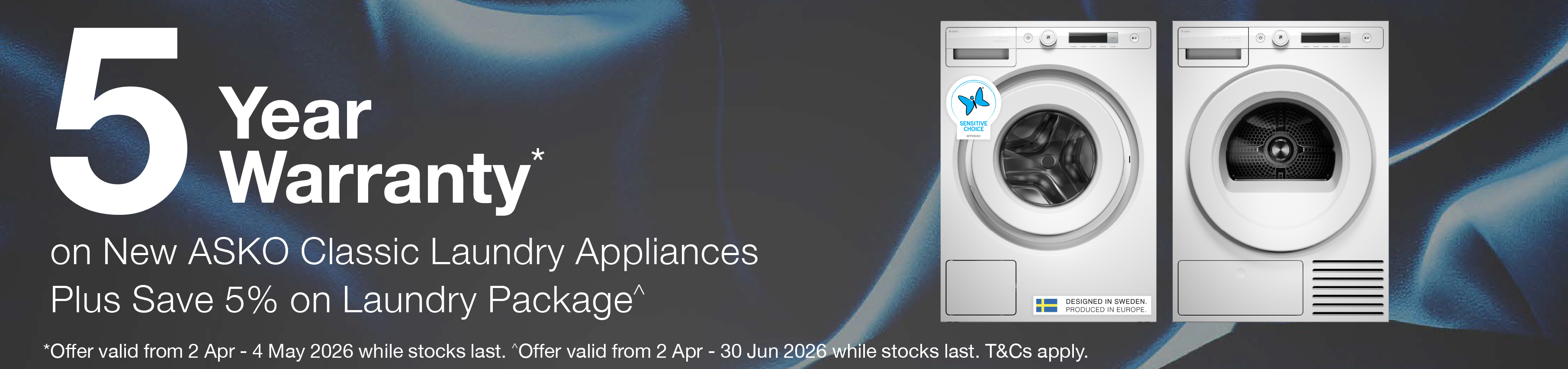 5 Year Warranty on New ASKO Classic Laundry Appliances
