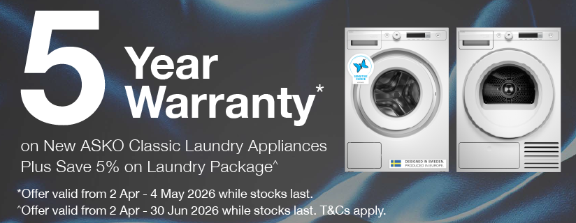 5 Year Warranty on New ASKO Classic Laundry Appliances