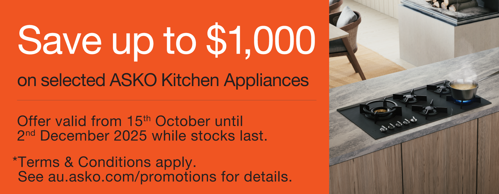 Save up to $1000 on selected ASKO Kitchen Appliances