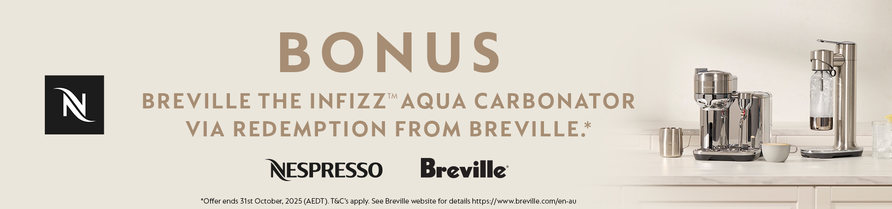Bonus Breville InFizz Aqua Carbonator With Selected Coffee Machines