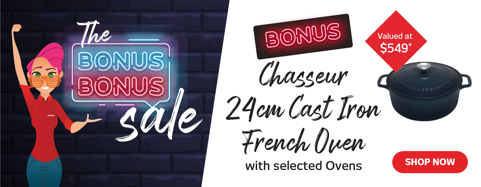 Bonus Chasseur 24cm Cast Iron French Oven