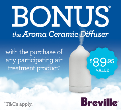 Bonus Aroma Ceramic Diffuser with selected Breville Air Treatment Product