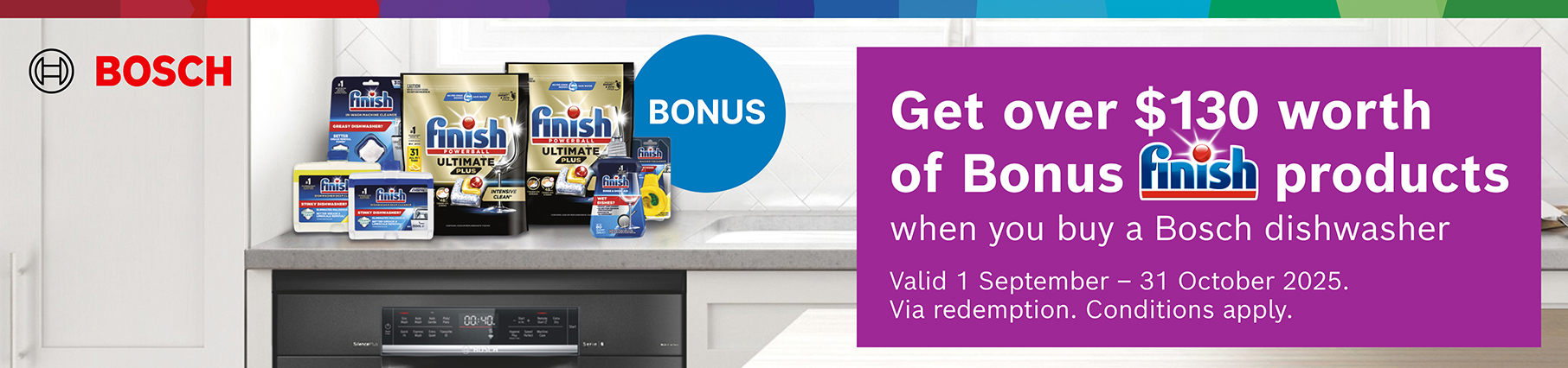 Bonus Finish Dishwashing Pack with Selected Bosch Dishwashers