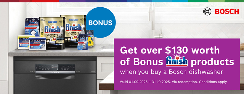Bonus Finish Dishwashing Pack with Selected Bosch Dishwashers