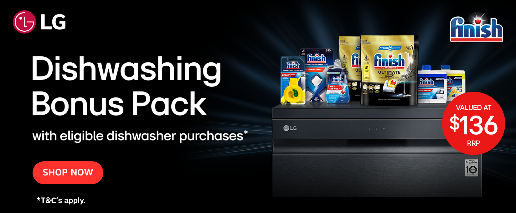 Bonus Finish Dishwashing Pack With Selected LG Dishwashers at Retravision