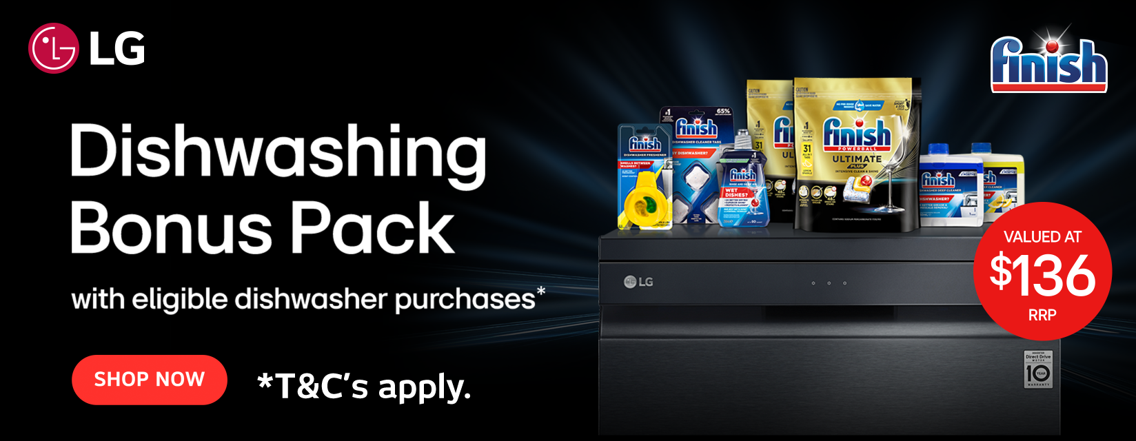 Bonus Finish Dishwashing Pack With Selected LG Dishwashers at Retravision